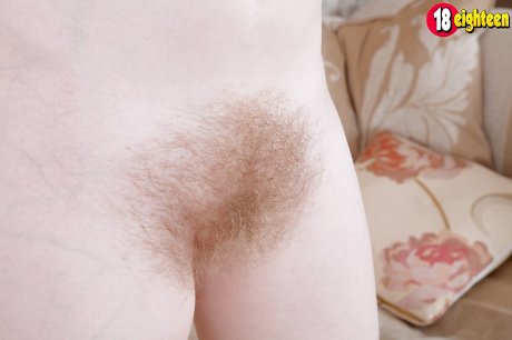 18 year old blonde babe Satine Spark unveils hairy twat after panty removal
