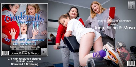 Obese women tit smother a petite young girl during a lesbian threesome