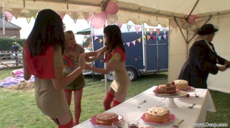 Stunning matures with great boobs share several dongs at a cake contest