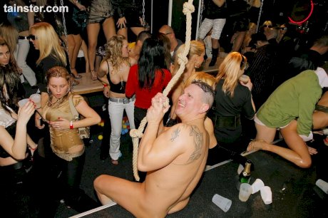 Drunk milfs sucking cock and fucking like whores in crazy club orgy