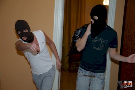 Young blonde spit out cum after masked men make her suck them off