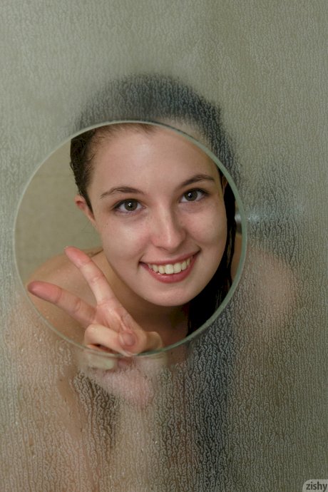 Cute sexy teen Pamela Aeris teases with her big ass while showering