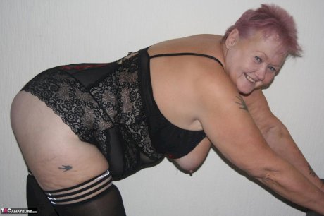Short haired nan Valgasmic Exposed looses her boobs from sensual lingerie
