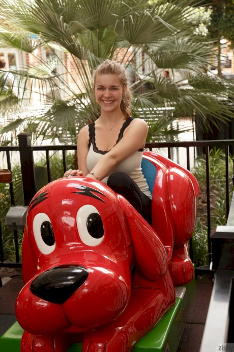 Playful teen Natalie Austin gets naughty in public & shows her curves