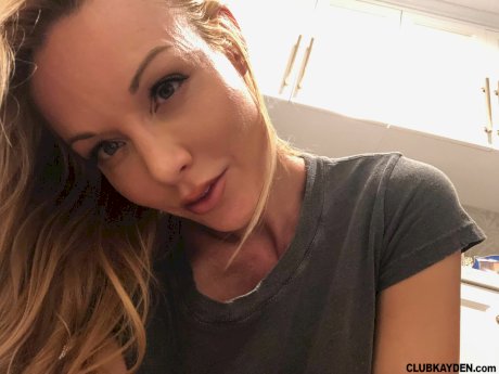 Hot blond Kayden Kross sports long nipples while taking masturbation selfies