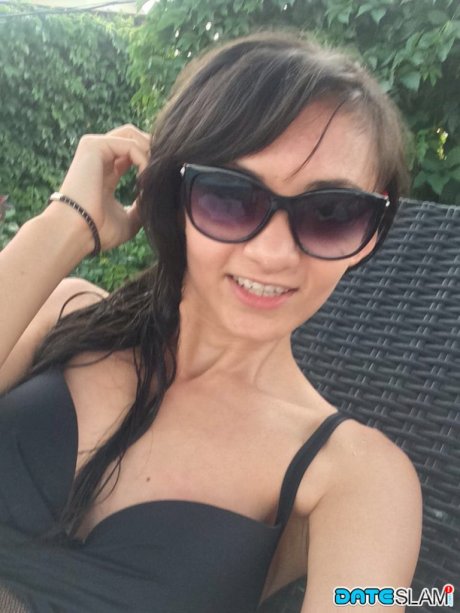 Horny slut Jennifer takes topless selfie and bares ass in thing for self shot