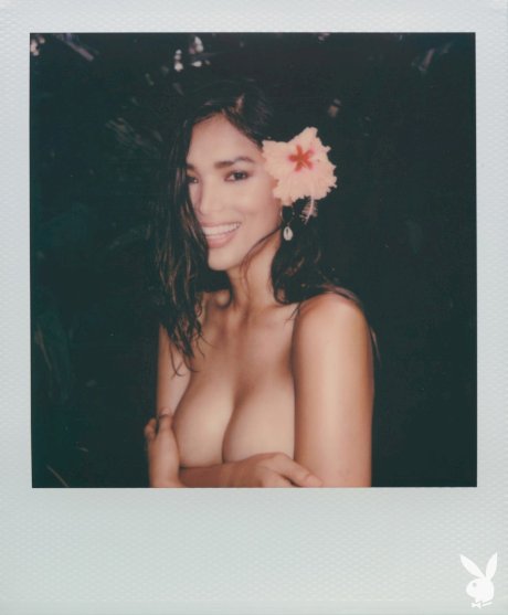 Centerfold model Geena Rocero changes her underwear while posing for Playboy