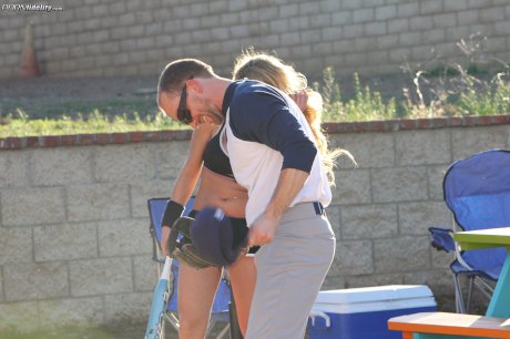 Chesty Charisma Cappeli takes a hard dick in her ass after baseball lessons