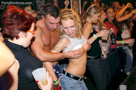 Drunk females go wild over male strippers in a night of group sex fucking