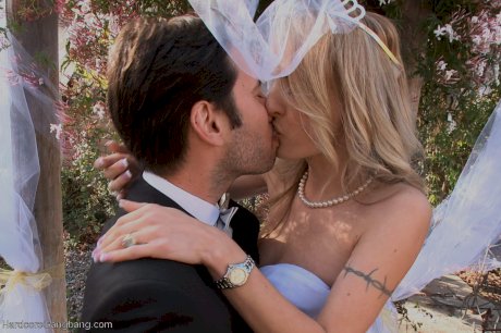 Slutty Polish bride Natasha Starr gets gangbanged by the groom & his boys
