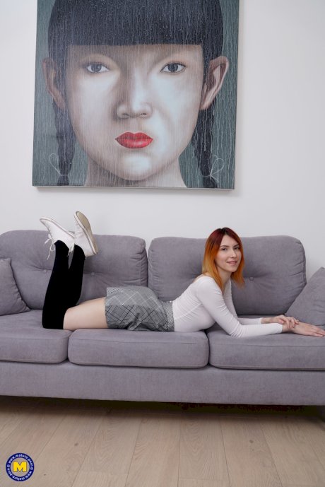 Redhead lesbian Elin Holm & mature brunette Merce having romantic date