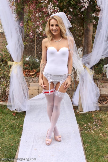 Slutty Polish bride Natasha Starr gets gangbanged by the groom & his boys