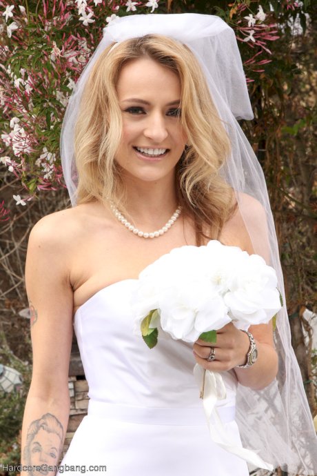 Slutty Polish bride Natasha Starr gets gangbanged by the groom & his boys