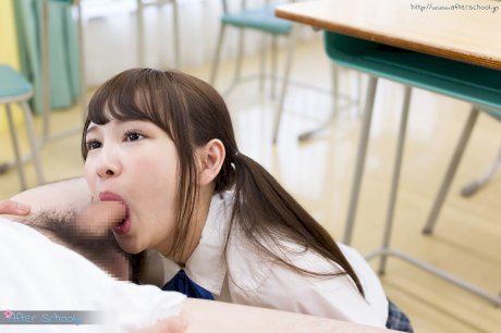 Tiny Asian schoolgirl gets cum on her tongue while sucking her teacher's cock