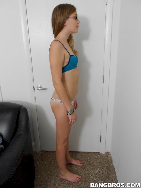 Sexy teen Amber showing her tiny tits & her big ass on her first casting day