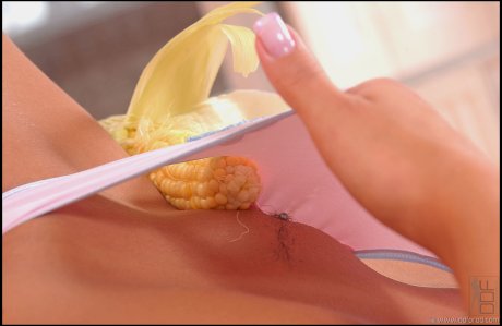 Hungarian nympho Sheila Grant rams a corn in her pierced pussy & tight ass