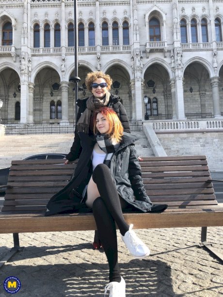 Redhead lesbian Elin Holm & mature brunette Merce having romantic date