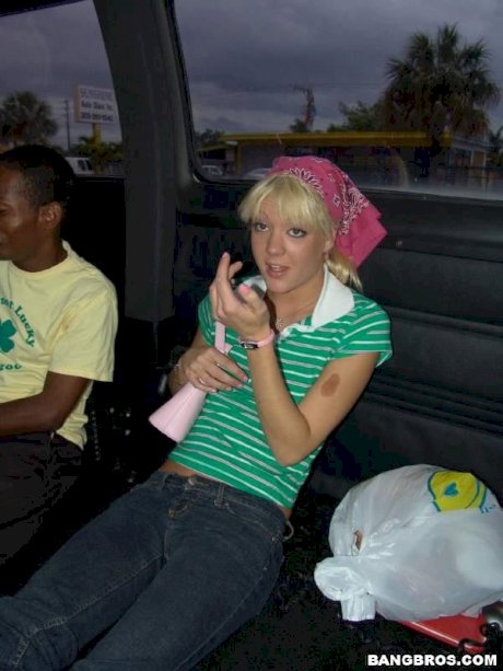Blonde teen Daisy Dean gets picked up and fucked by a black stranger