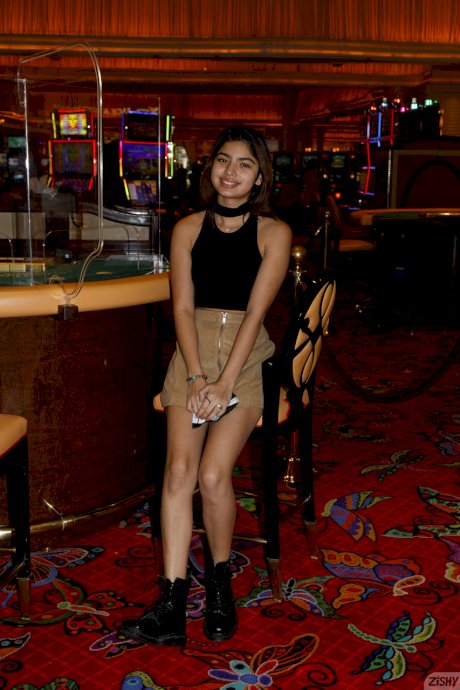 Amateur babe Hazel Heart flashes her undies in public and goes naked at home