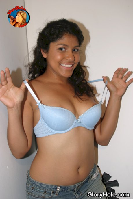 Mexican babe Laurie Vargas shows her curves while sucking a BBC at a gloryhole