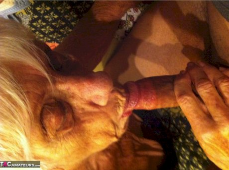 Really old granny shows off her cock sucking skills from a POV perspective