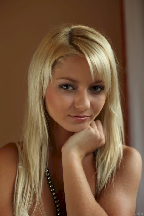 Blonde newbie Grace C removes her white dress & panties to spread her pussy