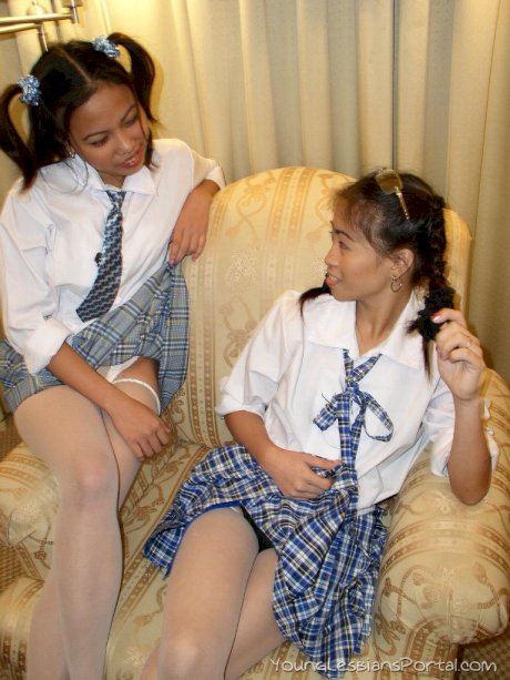 Young Asian lesbians lick assholes and pussies after school is out for the day