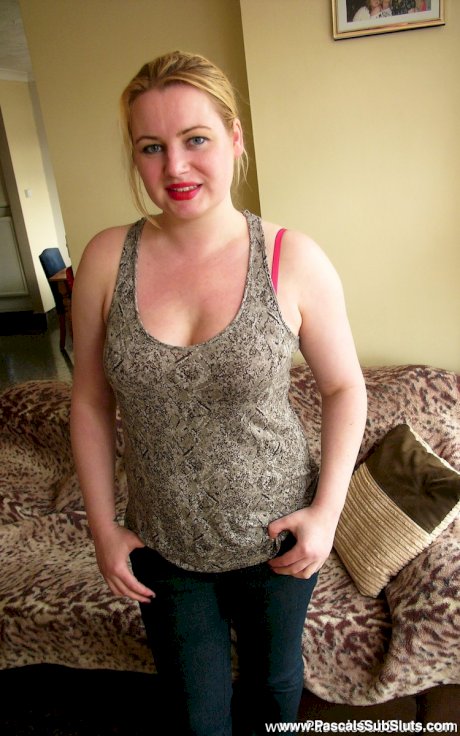 Chubby amateur Amber West sports red lips while submitting to a businessman