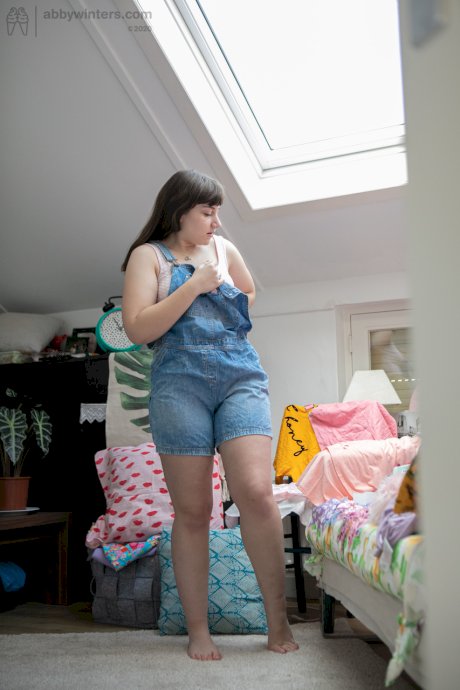 Small titted teen Kelsy gets spied on while dressing in a denim outfit
