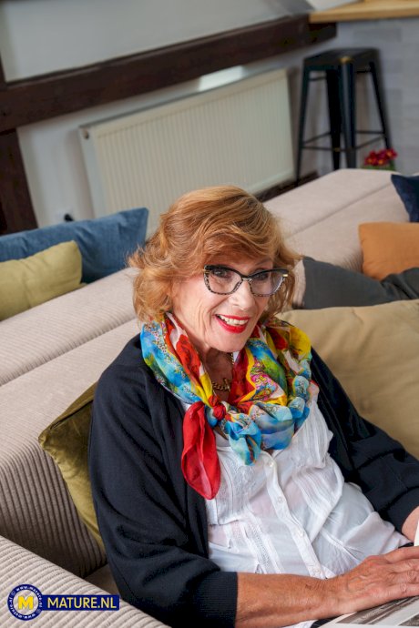 Chubby granny Petra blows and fucks a young dude's enormous dick