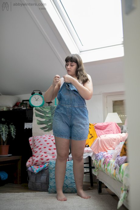 Small titted teen Kelsy gets spied on while dressing in a denim outfit