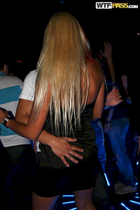 Pretty amateur teen blonde having fun with her friends at the party
