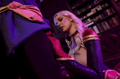 Sexy blonde Kenzie Taylor wears cosplay attire during sex with her lover