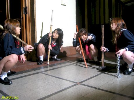 Asian schoolgirls get fucked by a kinky teacher on the school floor