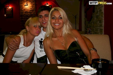 Pretty amateur teen blonde having fun with her friends at the party