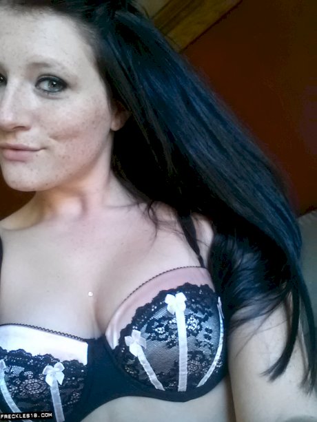 Cute model Freckles takes self shot of hot ass in sheer panties & stockings