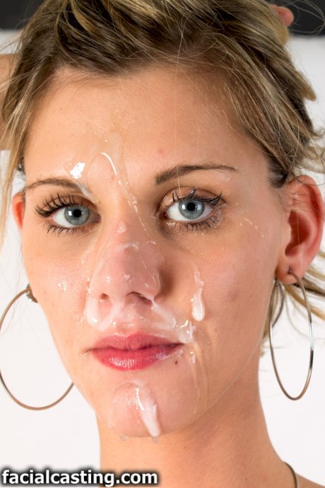 Skinny blonde blowing a huge dick and taking a monster facial at the casting