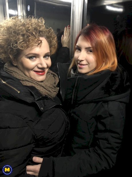 Redhead lesbian Elin Holm & mature brunette Merce having romantic date