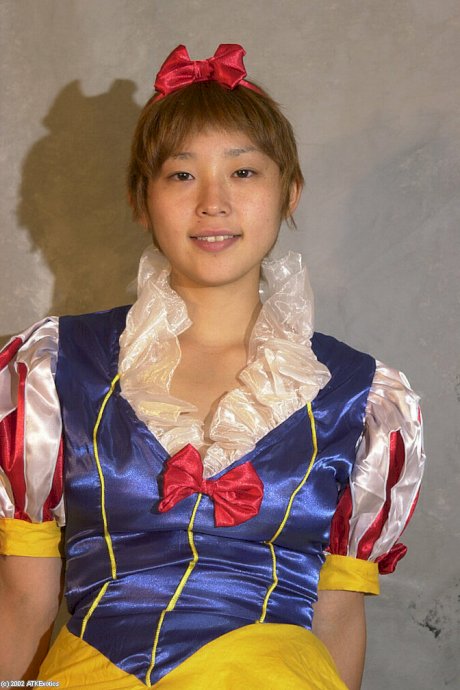 Cute Asian first timer Ai freeing nice teen boobs from cosplay outfit