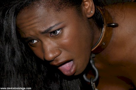Ebony with a big ass Hailey Young gets caned after getting her neck chained