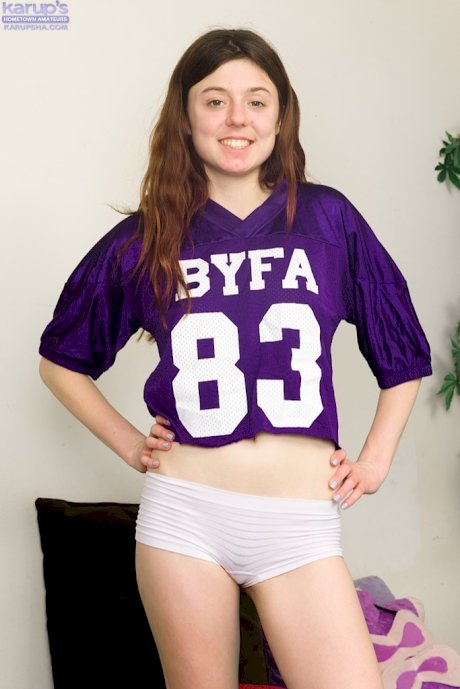 Naughty teen Cassidy Blanc removes her white panties and shows her hairy pussy
