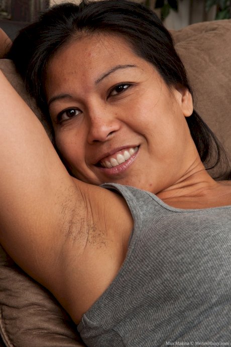 Asian MILF Max Makita exposes her hairy cunt as she gets totally naked