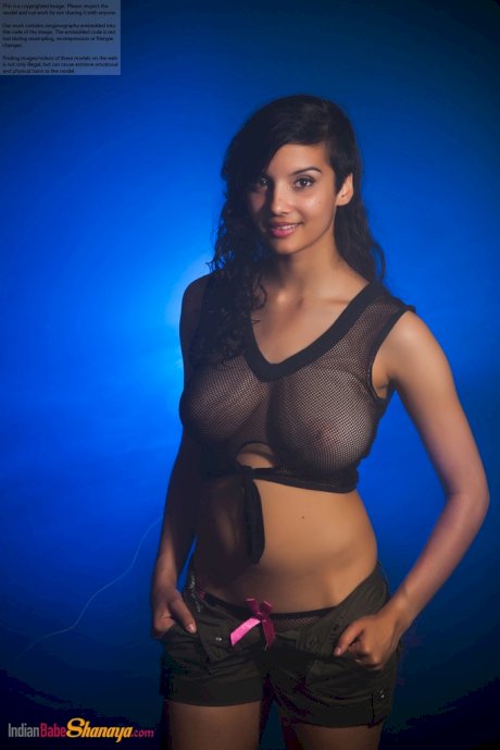 Indian female models non nude in a see thru top and shorts