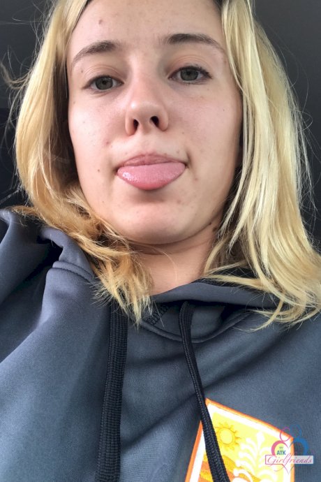 Cute amateur girlfriend Haley Reed exposes her hard nips and touches her twat