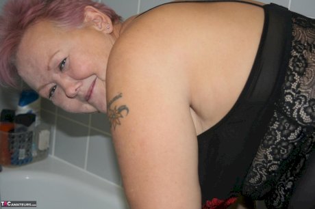 Short haired nan Valgasmic Exposed looses her boobs from sensual lingerie
