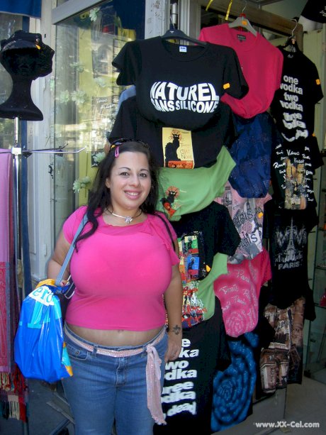 Chubby brunette amateur Devyn Devine flaunts her huge boobs in public