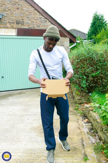 Chubby lady with big tits Katie Kay Lane gets screwed by a black delivery guy
