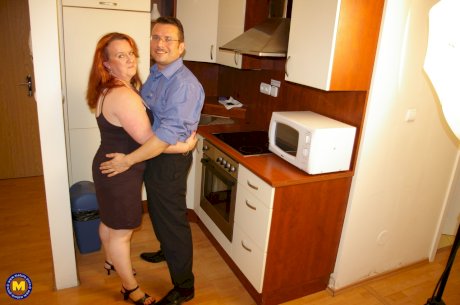 Chubby mature slut Hiltrude getting spit roasted in an amateur threesome