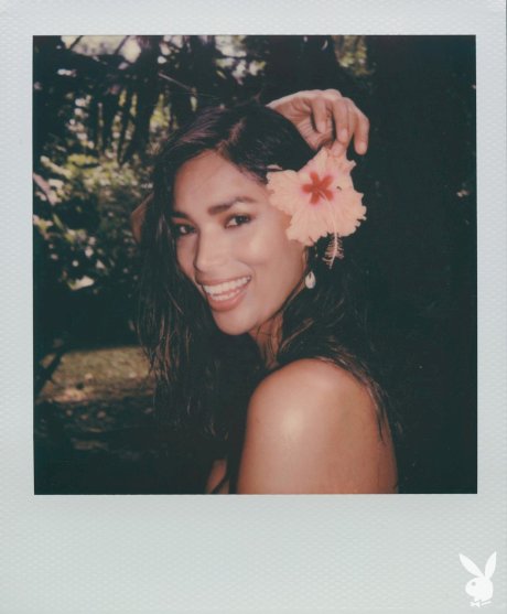 Centerfold model Geena Rocero changes her underwear while posing for Playboy