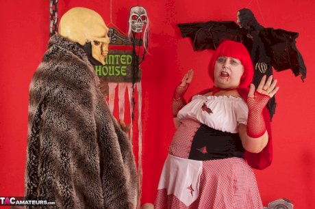 British BBW Lexie Cummings engages in interracial sex during a cosplay scene